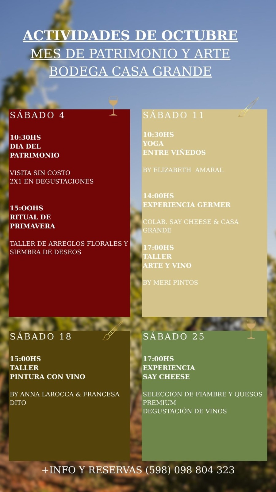 BODEGA CASA GRANDE ARTE Y VIÑA: ACTIVIDADES EN OCTUBRE